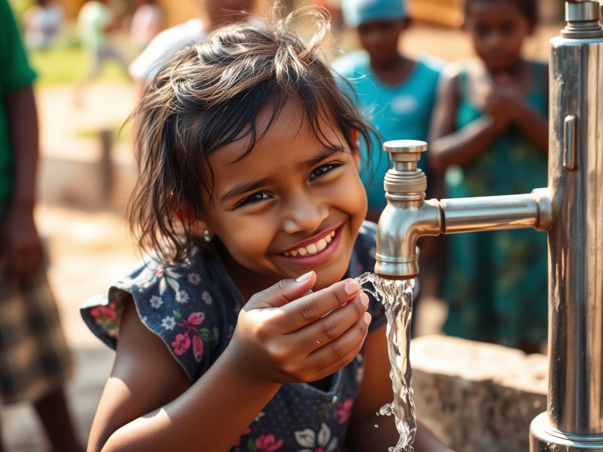 A child drinking clean water from a NEWS installation